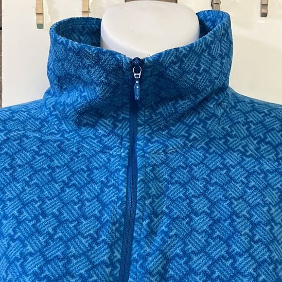 Columbia Women’s Blue Mock Neck Zip Up Long Sleeve Abstract Pattern Pullover- Lg - Picture 4 of 14